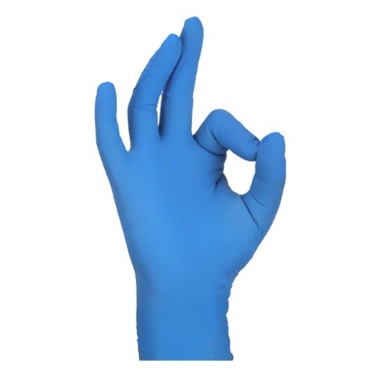 Immagine di GUANTO NITRILE BLU SENZA POLVERE 3GR cat.III TG.M 100PZ