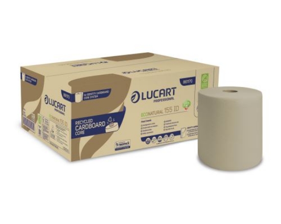 Immagine di ASCIUGAMANI ROTOLO 2VELI IDENTITY ECONATURAL CARDBOARD CORE 155MT 6PZ