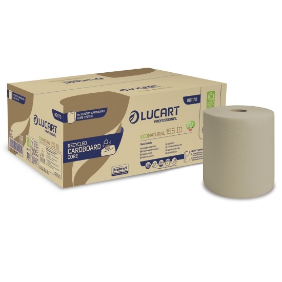 Immagine di ASCIUGAMANI ROTOLO 2VELI IDENTITY ECONATURAL CARDBOARD CORE 155MT 6PZ